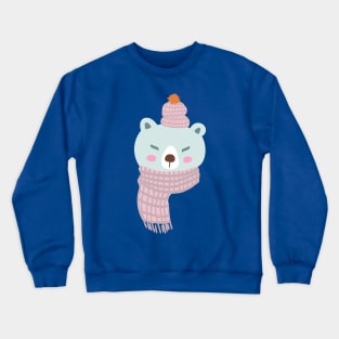 Cute Polar Bean In Winter Hat And Scarf Crewneck Sweatshirt